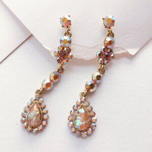 Iridescent Topaz Rhinestone Drop Earrings
